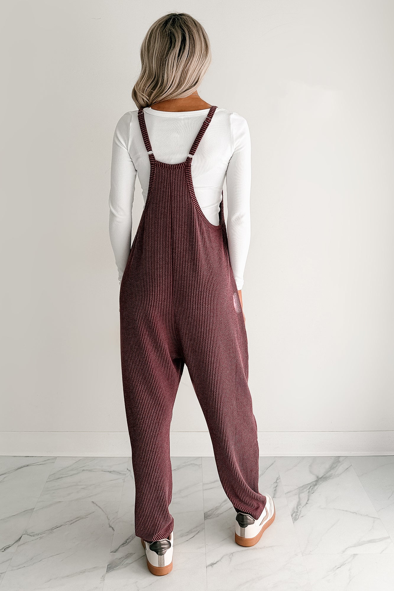 Sweet Crush Ribbed Sleeveless Jumpsuit (Maroon) - NanaMacs