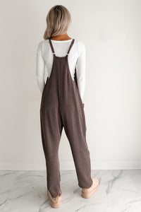 Sweet Crush Ribbed Sleeveless Jumpsuit (Brown) - NanaMacs