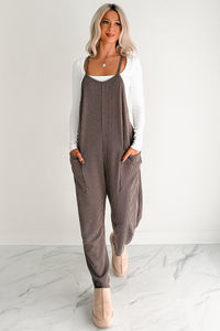 Sweet Crush Ribbed Sleeveless Jumpsuit (Brown) - NanaMacs