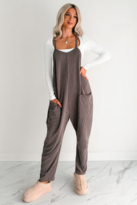 Sweet Crush Ribbed Sleeveless Jumpsuit (Brown) - NanaMacs