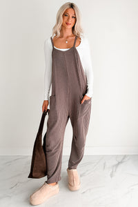 Sweet Crush Ribbed Sleeveless Jumpsuit (Brown) - NanaMacs