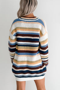 Carefree Comfort Striped Knit Cardigan (Blue/Multi) - NanaMacs