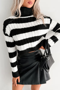 Beloved Memories Striped Turtleneck Sweater (Black/White) - NanaMacs