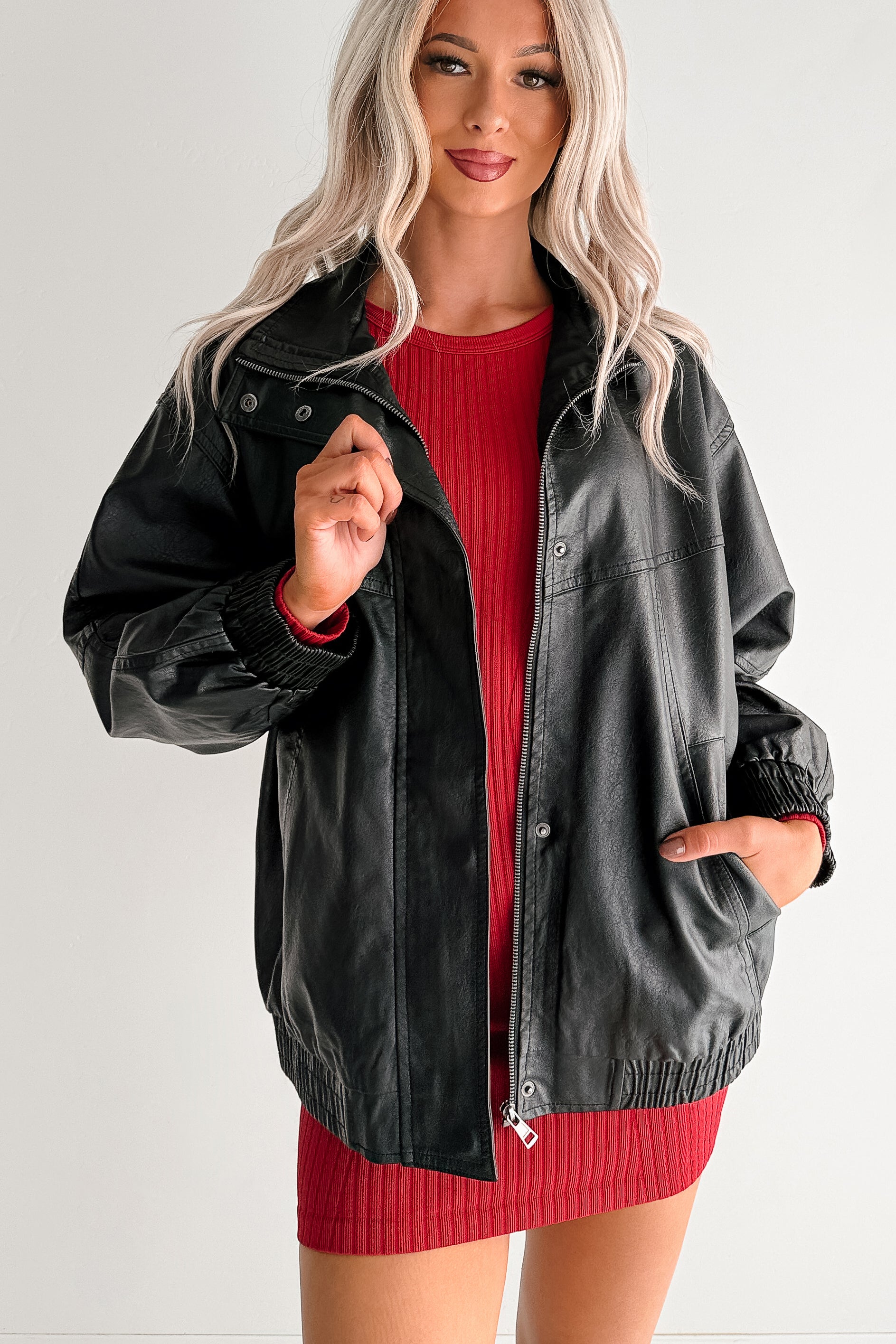 Smooth Living Oversized Faux Leather Jacket (Black) · NanaMacs