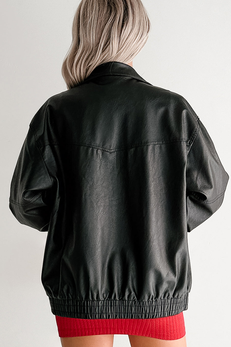 Smooth Living Oversized Faux Leather Jacket (Black) - NanaMacs