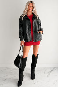 Smooth Living Oversized Faux Leather Jacket (Black) - NanaMacs
