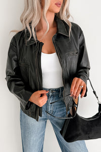 Chic Relevance Faux Leather Jacket (Black) - NanaMacs