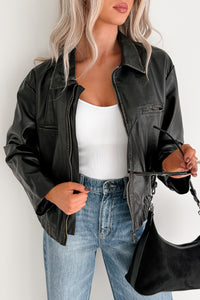 Chic Relevance Faux Leather Jacket (Black) - NanaMacs