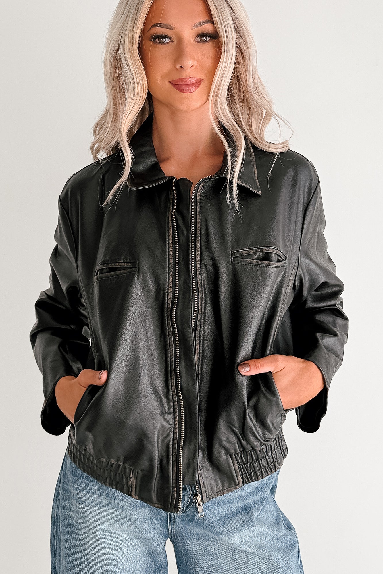 Chic Relevance Faux Leather Jacket (Black) - NanaMacs