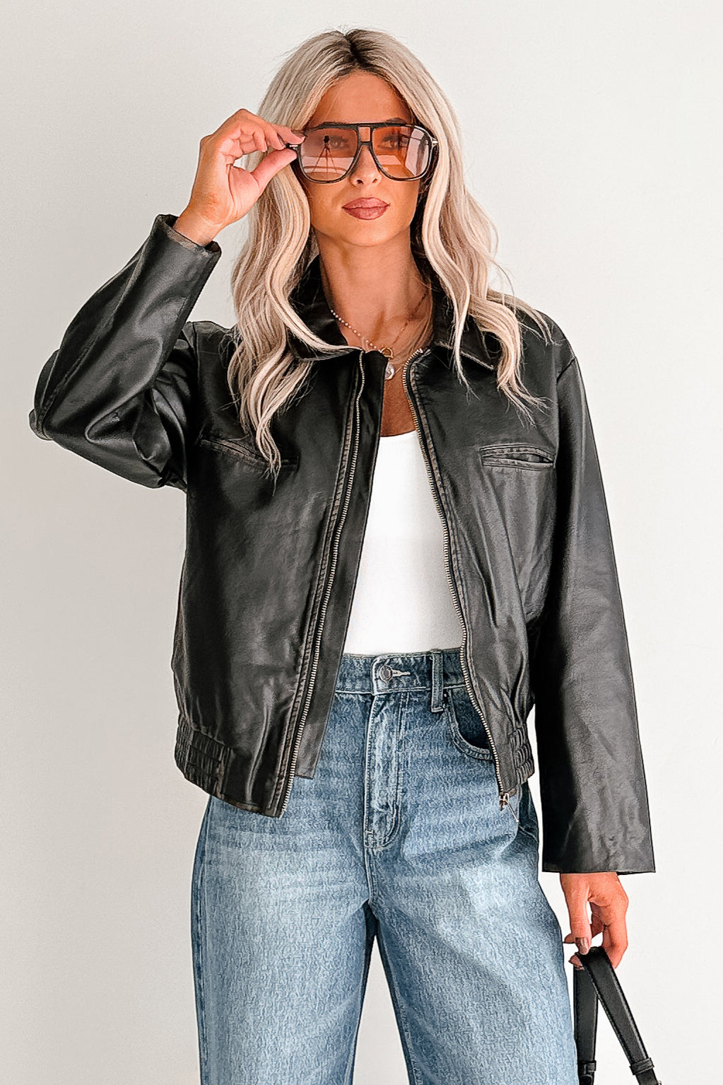 Chic Relevance Faux Leather Jacket (Black) - NanaMacs