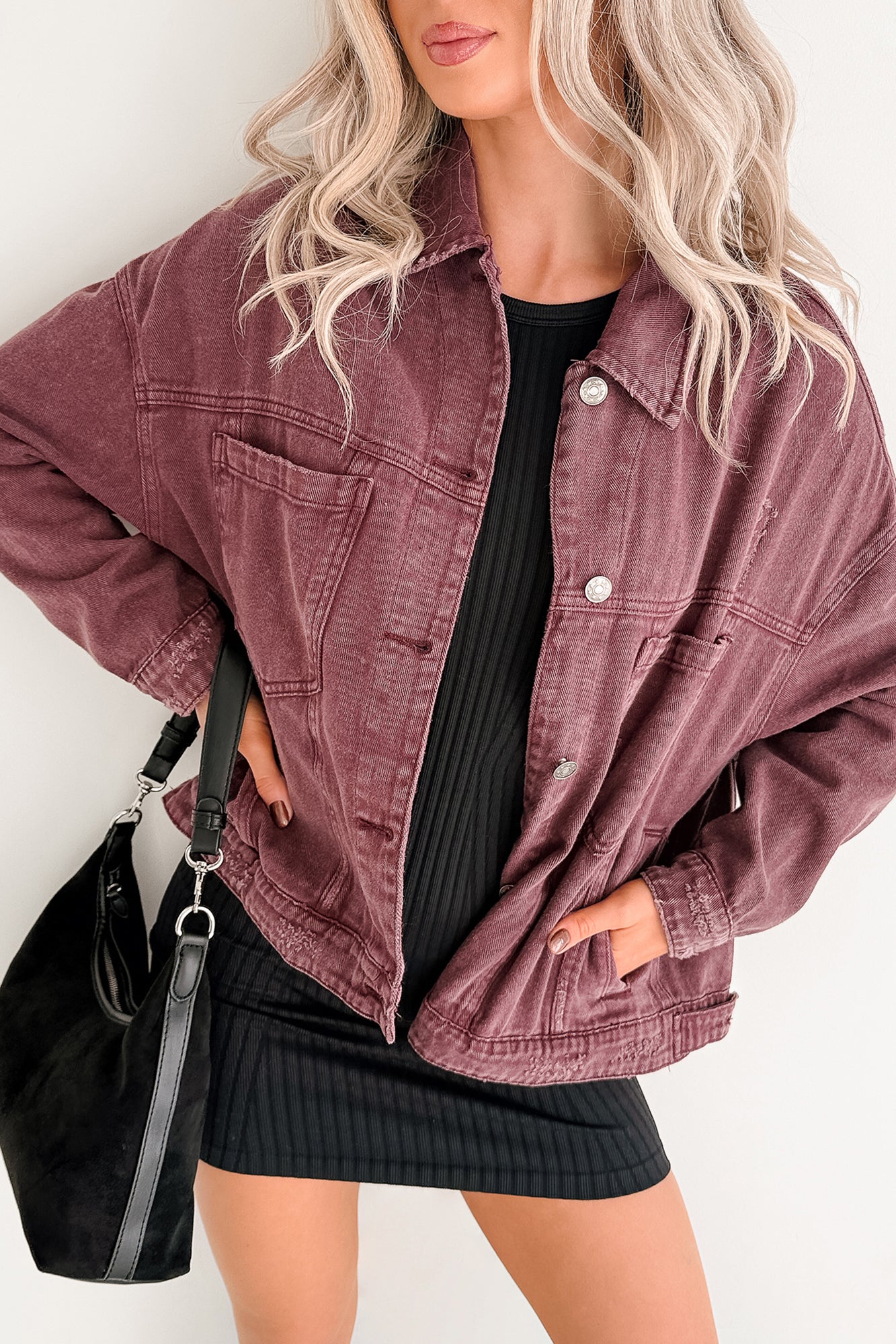 Backroad Wishes Washed Denim Jacket (Cherry Lacquer) - NanaMacs