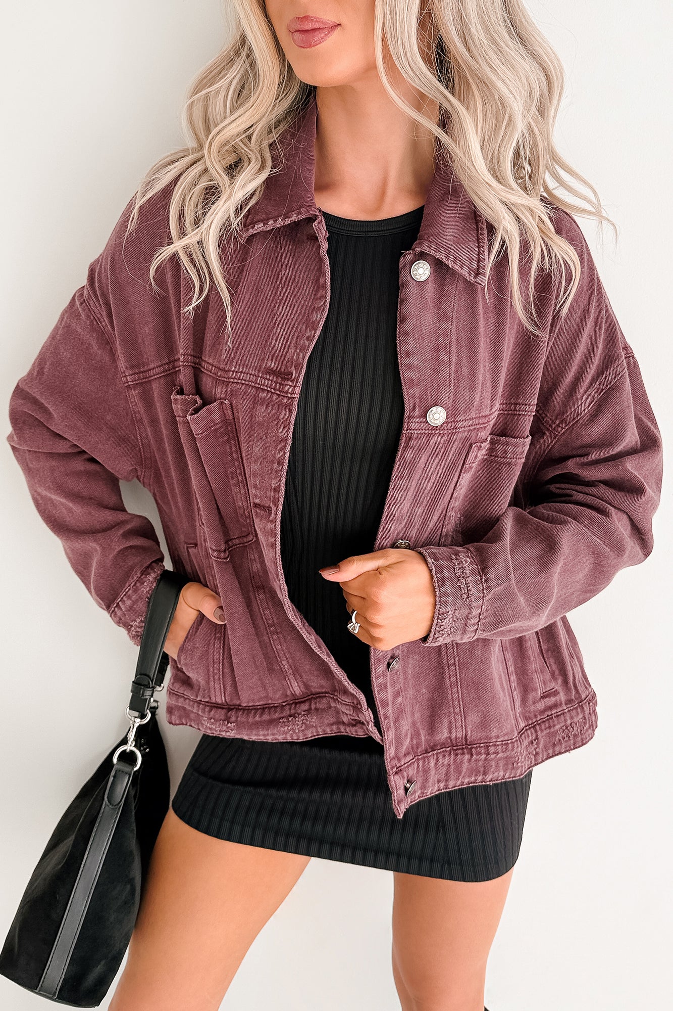 Backroad Wishes Washed Denim Jacket (Cherry Lacquer) - NanaMacs