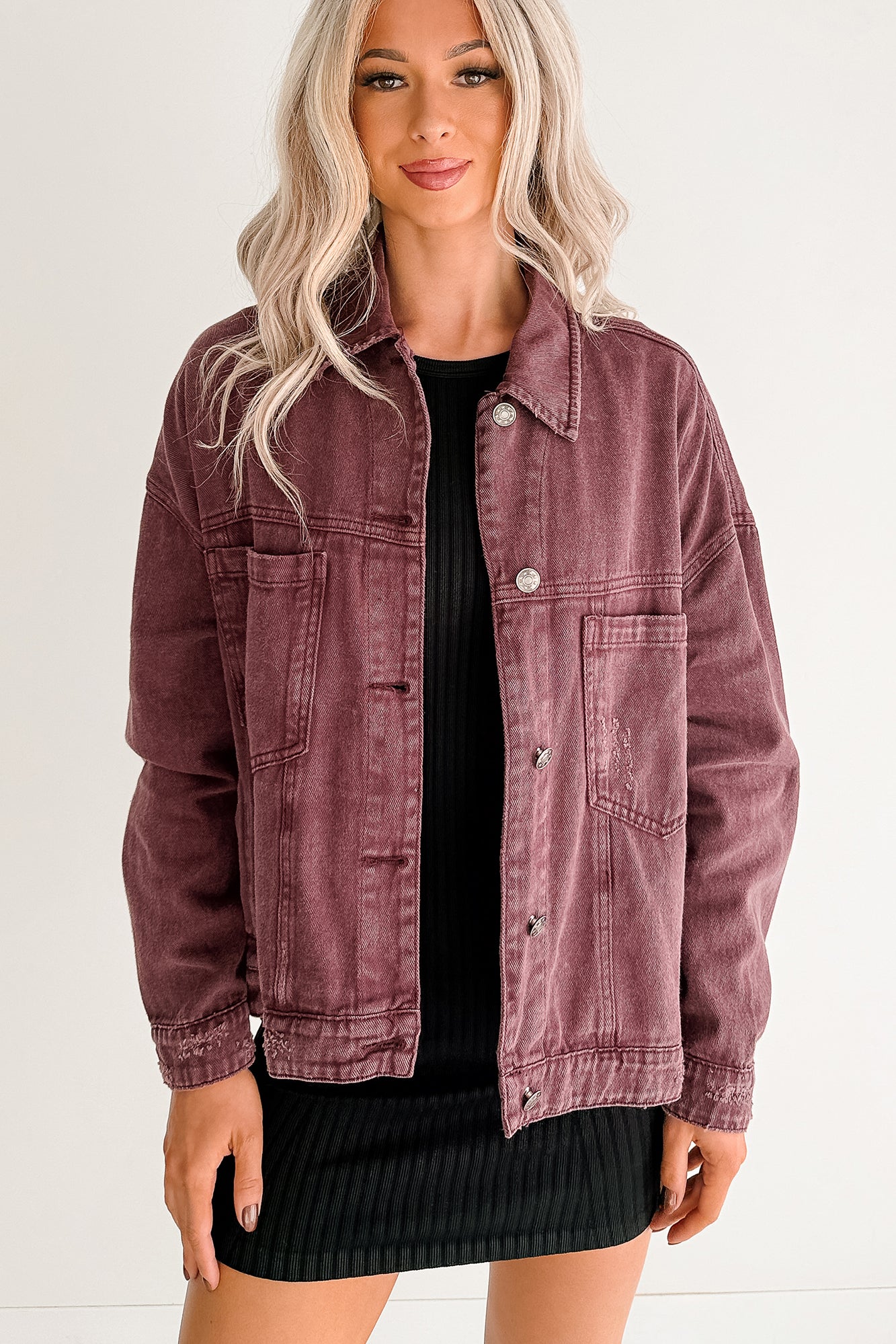 Backroad Wishes Washed Denim Jacket (Cherry Lacquer) - NanaMacs