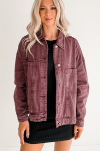 Backroad Wishes Washed Denim Jacket (Cherry Lacquer) - NanaMacs