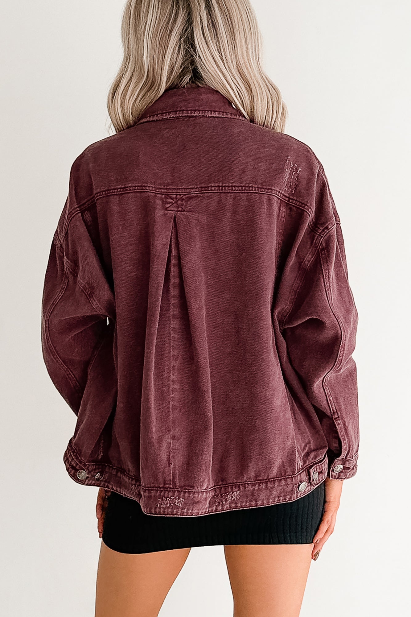 Backroad Wishes Washed Denim Jacket (Cherry Lacquer) - NanaMacs