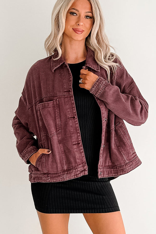 Backroad Wishes Washed Denim Jacket (Cherry Lacquer)