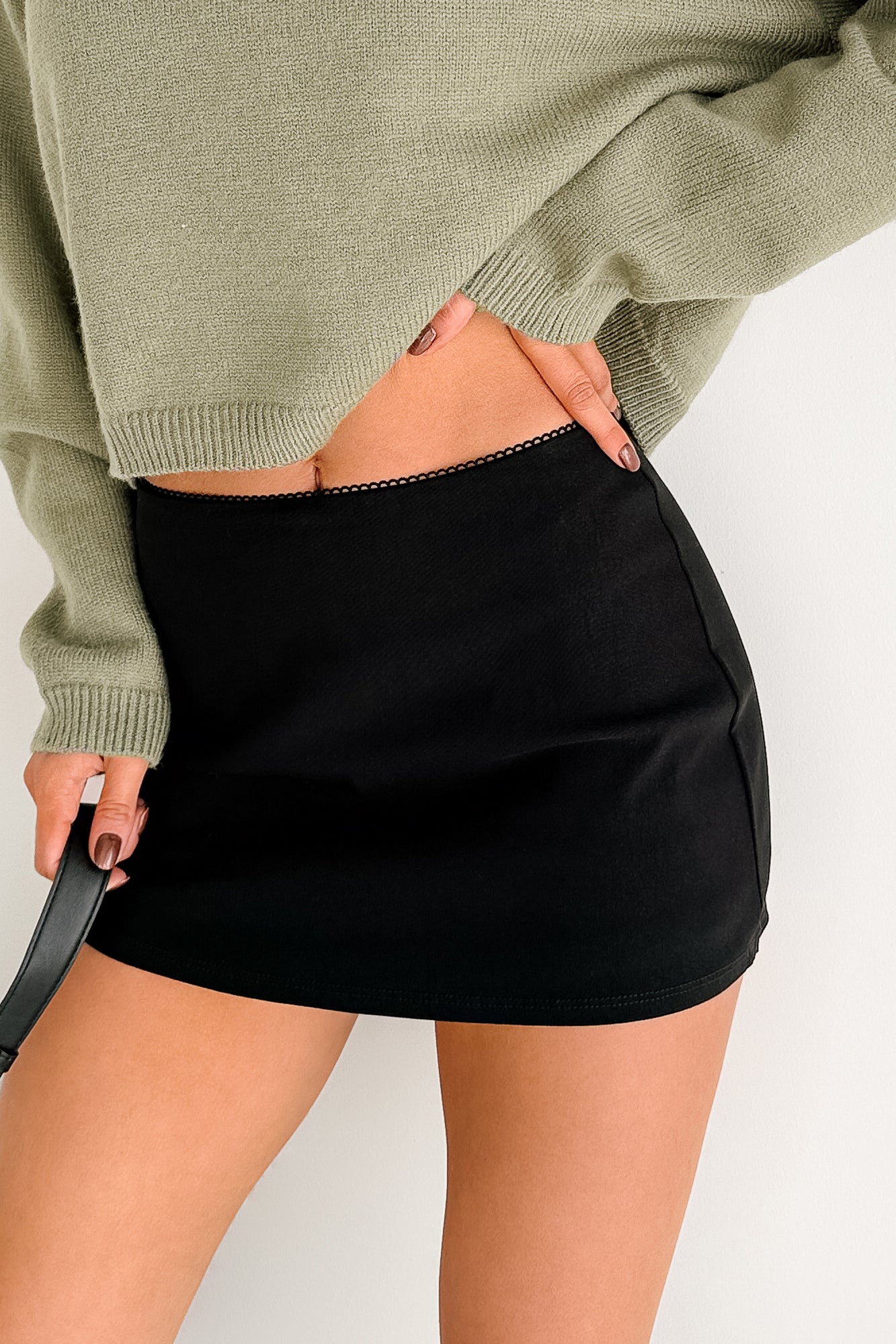 Always Going Somewhere Knit Micro Mini Skirt (Black) - NanaMacs