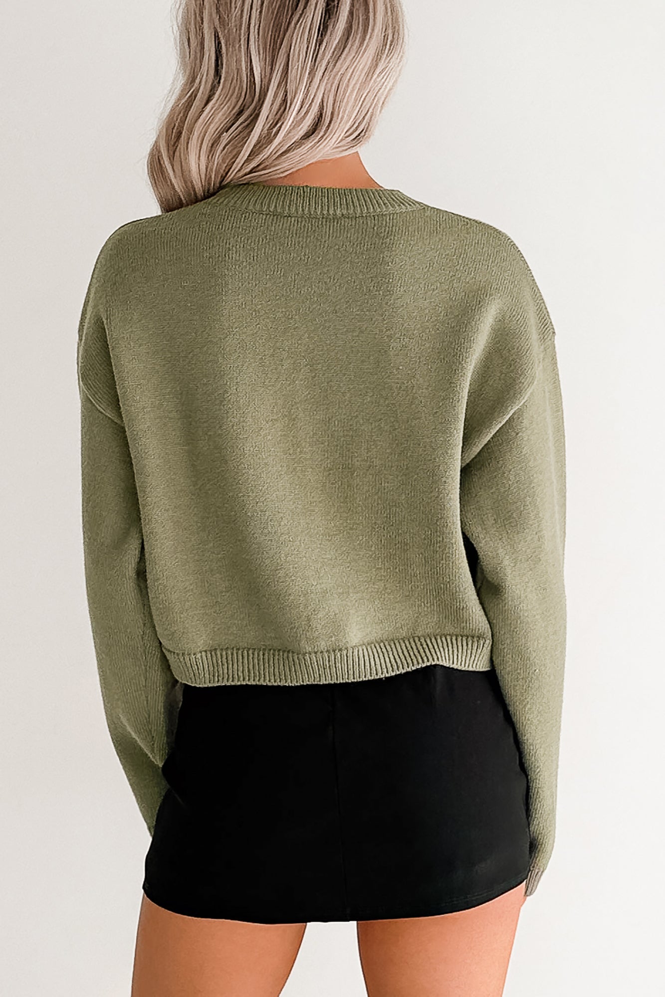 Warm Evenings Martini Bead Crop Sweater (Olive) - NanaMacs