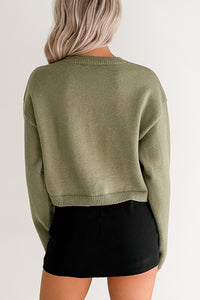 Warm Evenings Martini Bead Crop Sweater (Olive) - NanaMacs