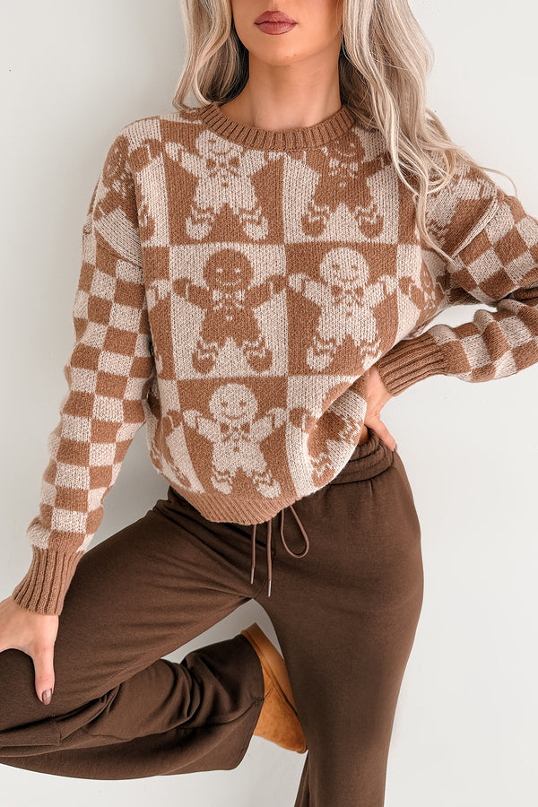 Jolly & Yours Gingerbread Knit Sweater (Khaki/Multi) - NanaMacs