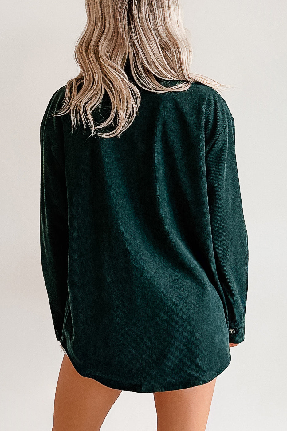 Merry Hour Corduroy Plaid Mello Shacket (Dark Green/Red) - NanaMacs