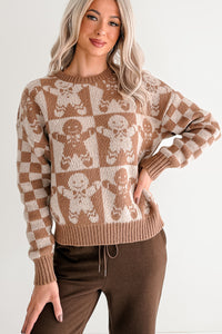 Jolly & Yours Gingerbread Knit Sweater (Khaki/Multi) - NanaMacs