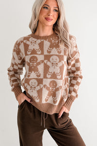 Jolly & Yours Gingerbread Knit Sweater (Khaki/Multi) - NanaMacs