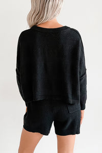 Snowy Setting Cable Knit Relaxed Set (Black) - NanaMacs