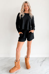 Snowy Setting Cable Knit Relaxed Set (Black) - NanaMacs