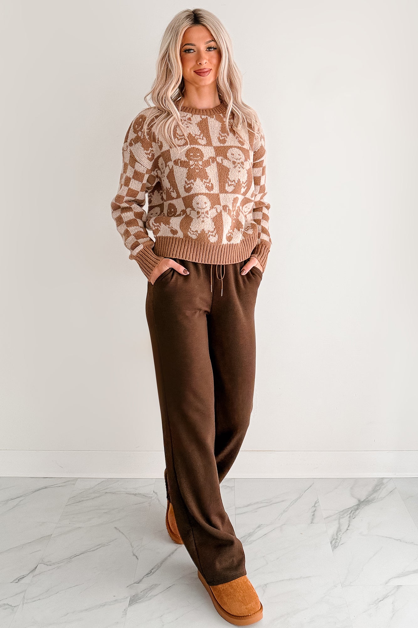 Jolly & Yours Gingerbread Knit Sweater (Khaki/Multi) - NanaMacs