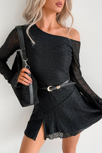 Doll Behavior One Shoulder Mini Dress (Black) - NanaMacs