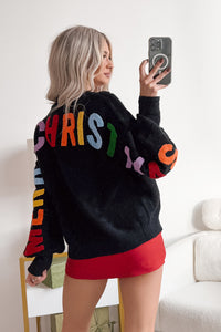 Blankets & Bells Christmas Lettered Mello Sweater (Black) - NanaMacs