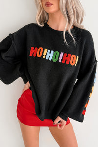 Blankets & Bells Christmas Lettered Mello Sweater (Black) - NanaMacs