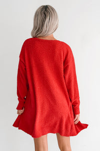 Keep It Homey Fuzzy Knit Cardigan (Red) - NanaMacs