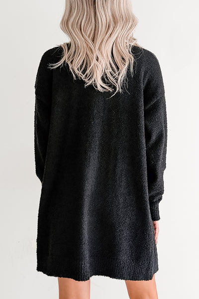 Keep It Homey Fuzzy Knit Cardigan (Black)