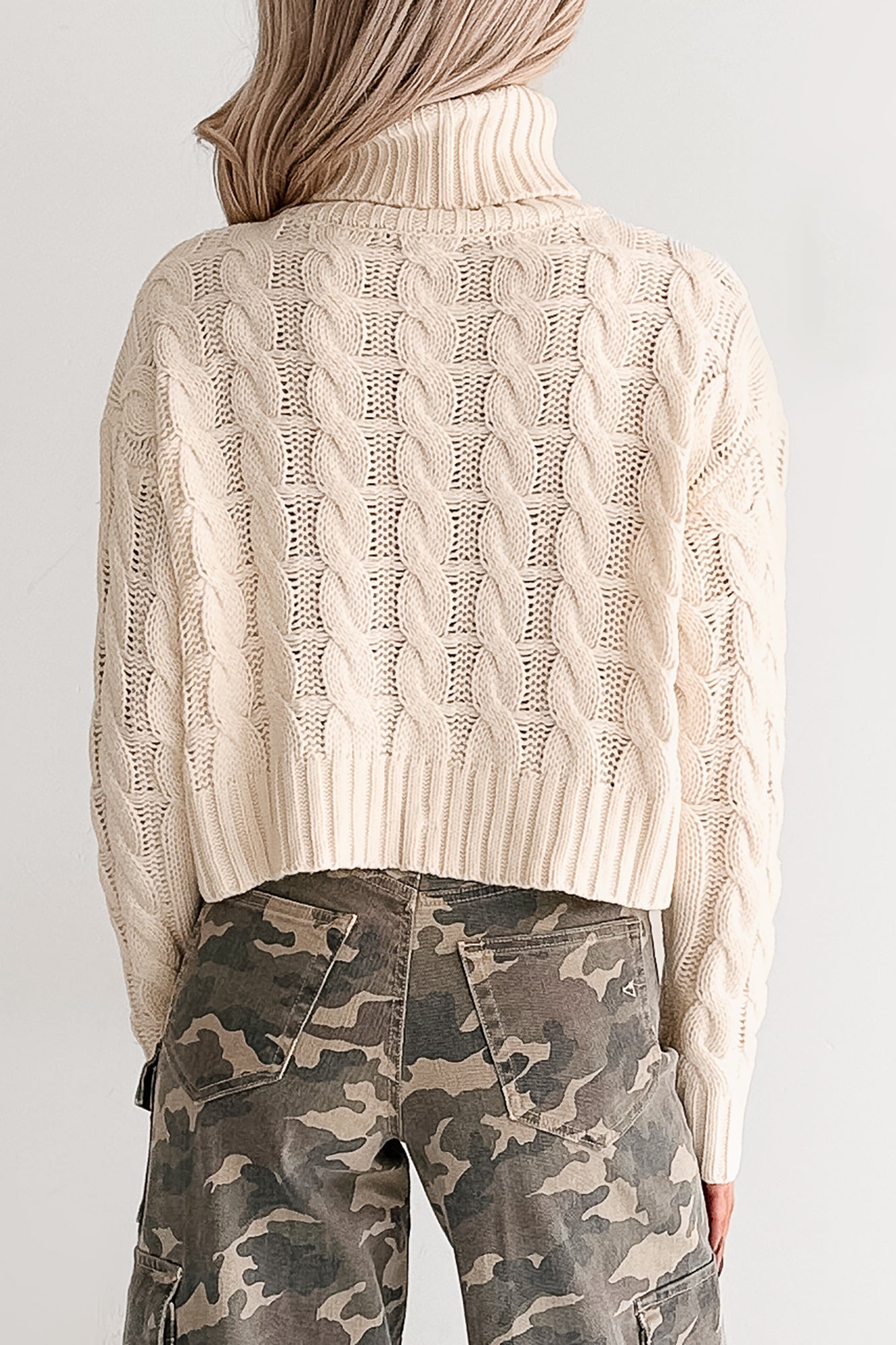 Snug As Ever Cable Knit Cropped Sweater (Cream) - NanaMacs