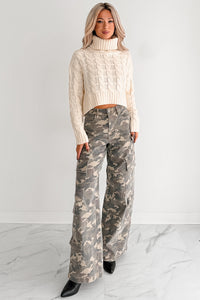 Kayla High Rise Cargo Hidden Jeans (Camouflage)