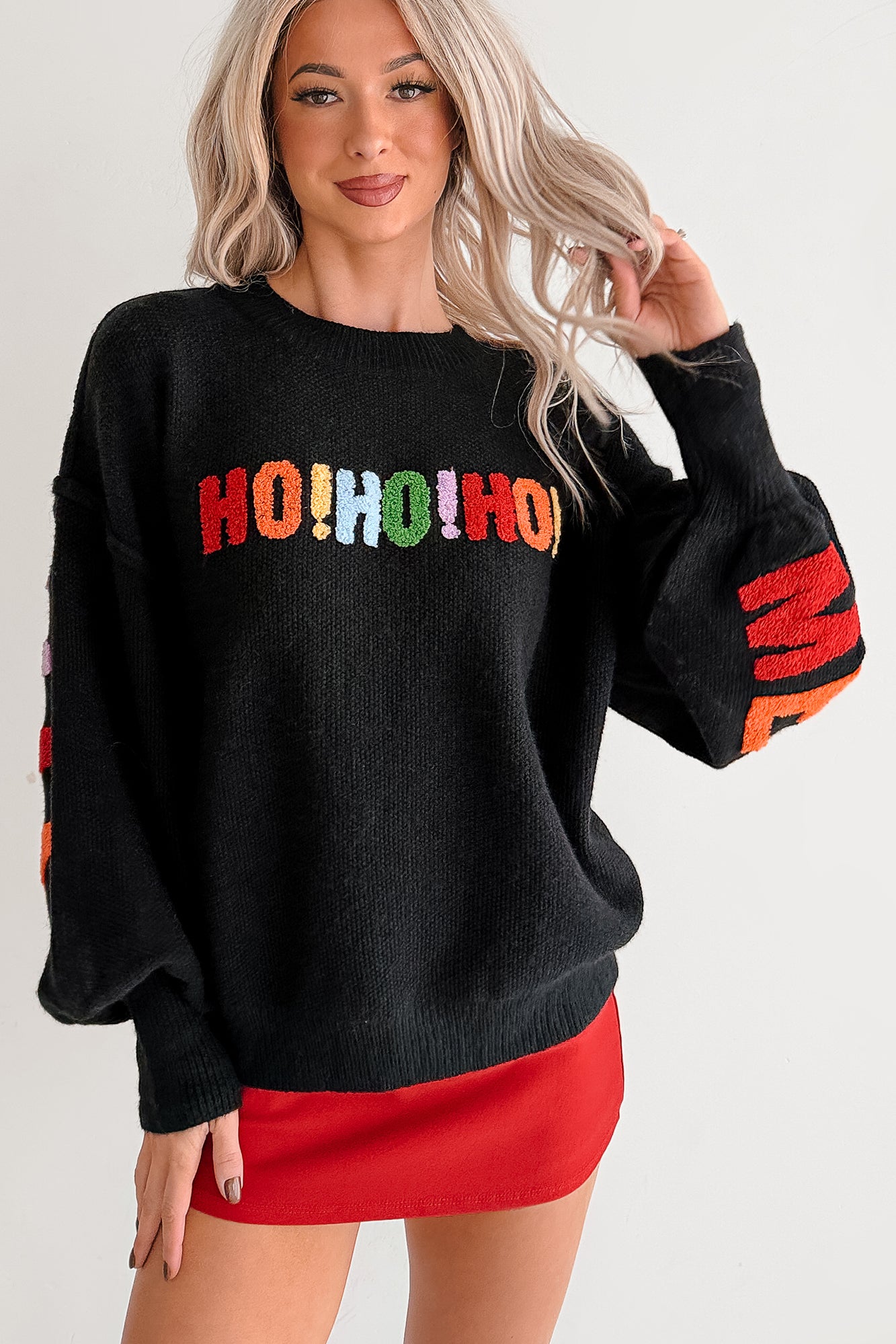 Blankets & Bells Christmas Lettered Mello Sweater (Black) - NanaMacs