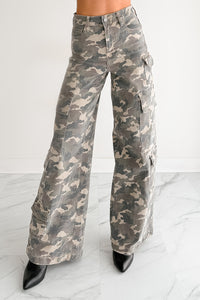 Kayla High Rise Cargo Hidden Jeans (Camouflage)