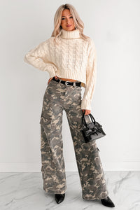 Snug As Ever Cable Knit Cropped Sweater (Cream) - NanaMacs