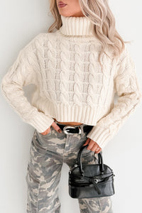 Snug As Ever Cable Knit Cropped Sweater (Cream) - NanaMacs