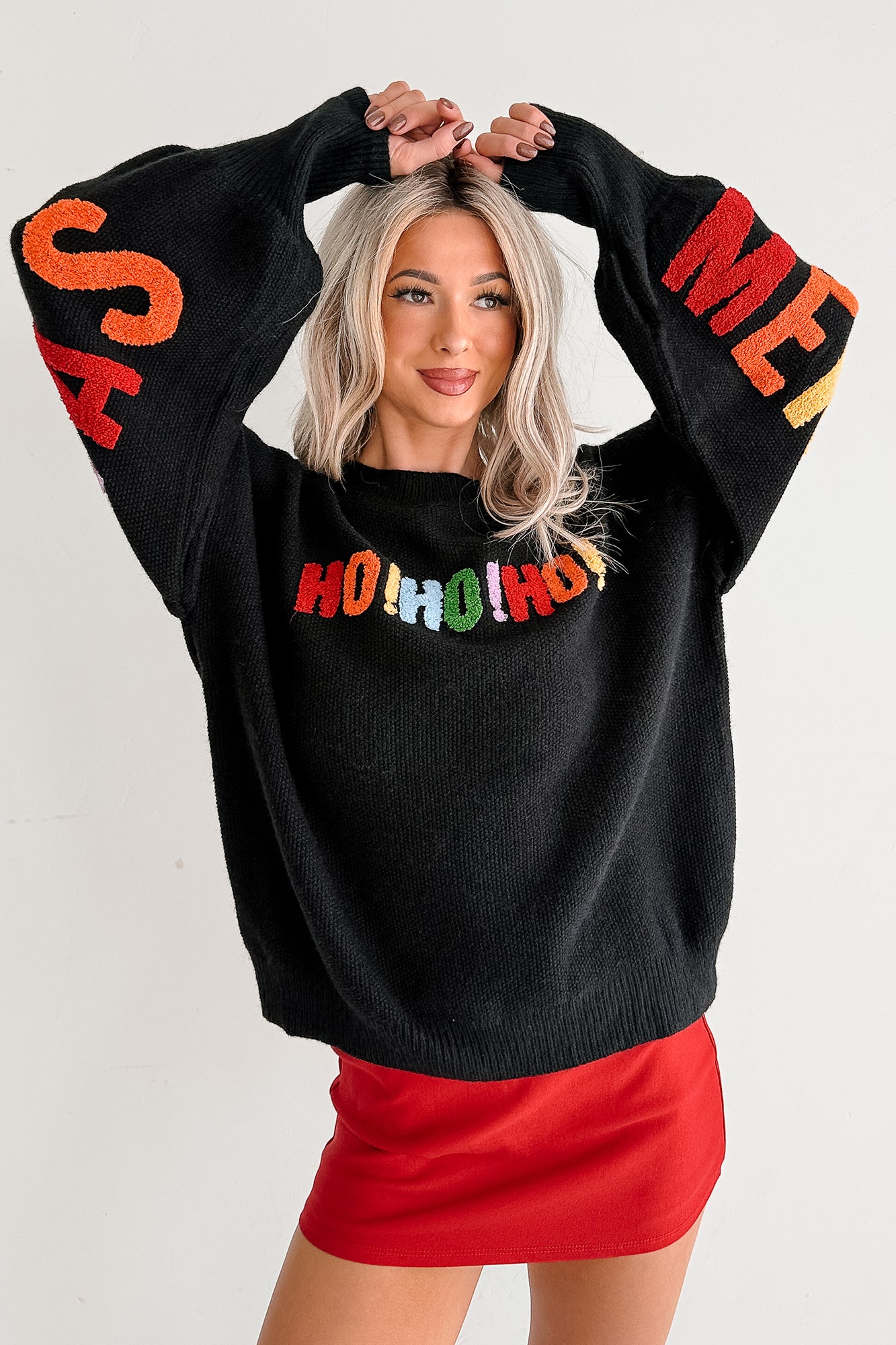 Blankets & Bells Christmas Lettered Mello Sweater (Black) - NanaMacs