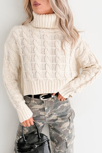 Snug As Ever Cable Knit Cropped Sweater (Cream) - NanaMacs
