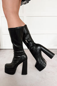 Viviana Faux Leather Chunky Platform Boots (Black) - NanaMacs