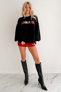 Blankets & Bells Christmas Lettered Mello Sweater (Black) - NanaMacs