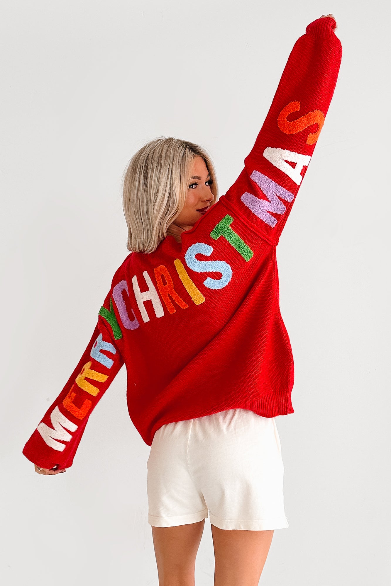 "Ho Ho Ho" Mello Christmas Patch Cardigan (Red) - NanaMacs
