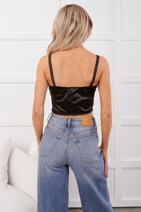 My Hot Take Bustier Crop Top (Black) - NanaMacs