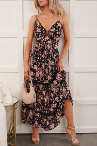 Love Habits Sleeveless Floral Maxi Dress (Black)