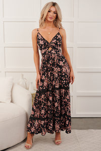 Love Habits Sleeveless Floral Maxi Dress (Black)
