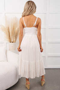 Steady Simple Sleeveless Lace Maxi Dress (White) - NanaMacs